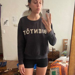 Zara Crewneck Sweatshirt Bientot Navy Blue Size Small